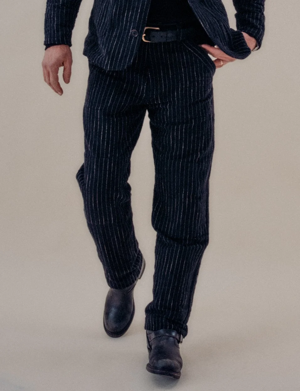 【PORTERNA】Ash Pintuck Belt Brushed Trousers PORTERNA】Ash Pintuck Belt Brushed Trousers